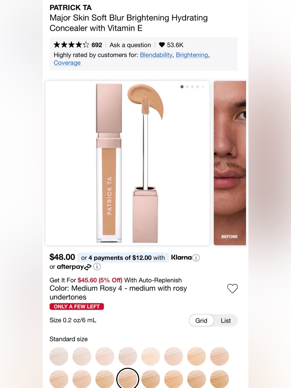 Patrick Ta Major Skin Soft Blur Brightening Hydrating Concealer — Medium Rosy 4